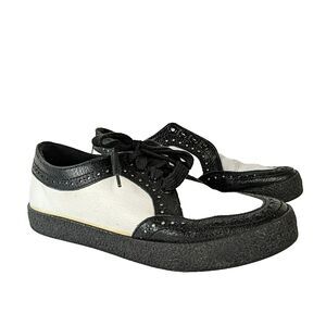 Draven Black White Leather Sneaker Men Size 9 Creeper Swing Lace Up